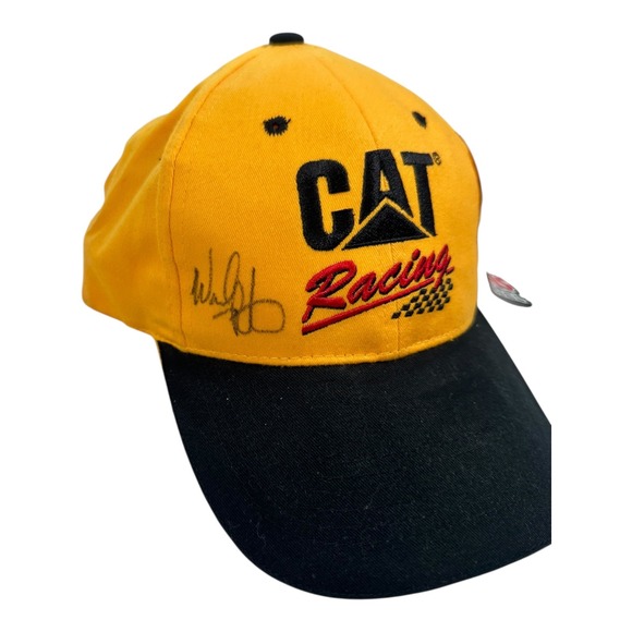 CAT Racing Hat‎ Cap Yellow Black NASCAR Racing Champions Signed